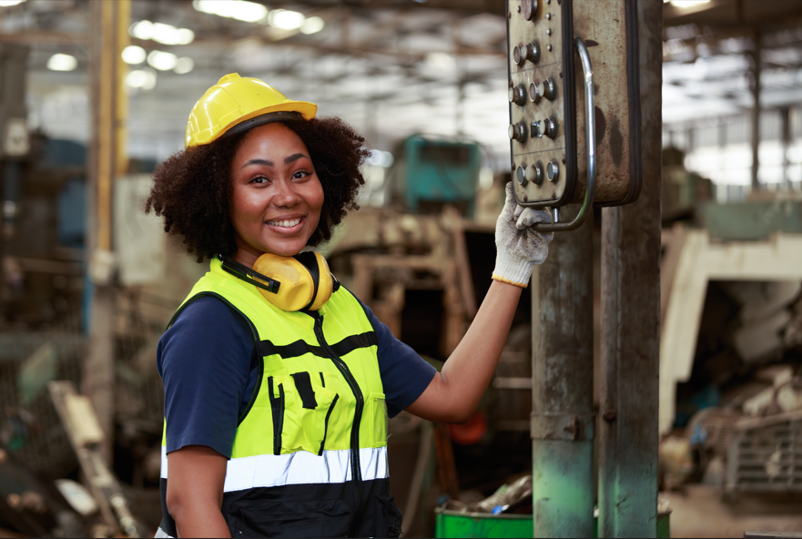 Worker in safety vest