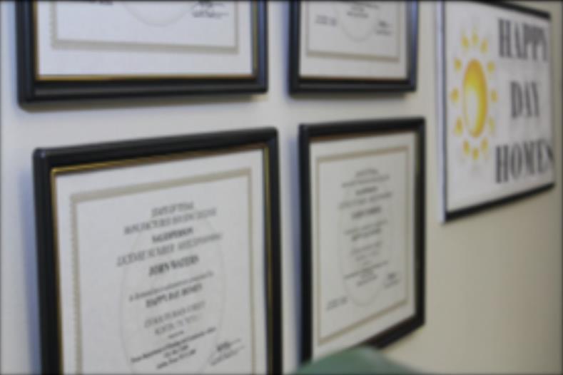 Wall with certificates