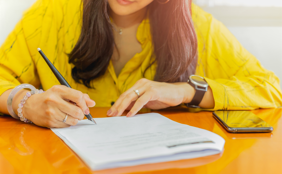 person filling out form